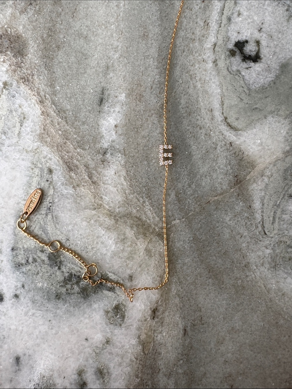 Gold Plated Initial 'E' Bracelet with Cubic Zirconia Accent - Women Jewelry